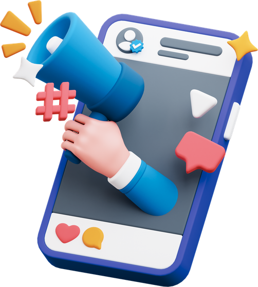 Marketing megaphone and phone illustration