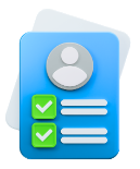 3D profile card with checklist