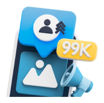 3D social media and megaphone icon for Build Momentum