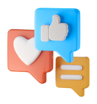 3D speech bubble icons for Promote and Inspire