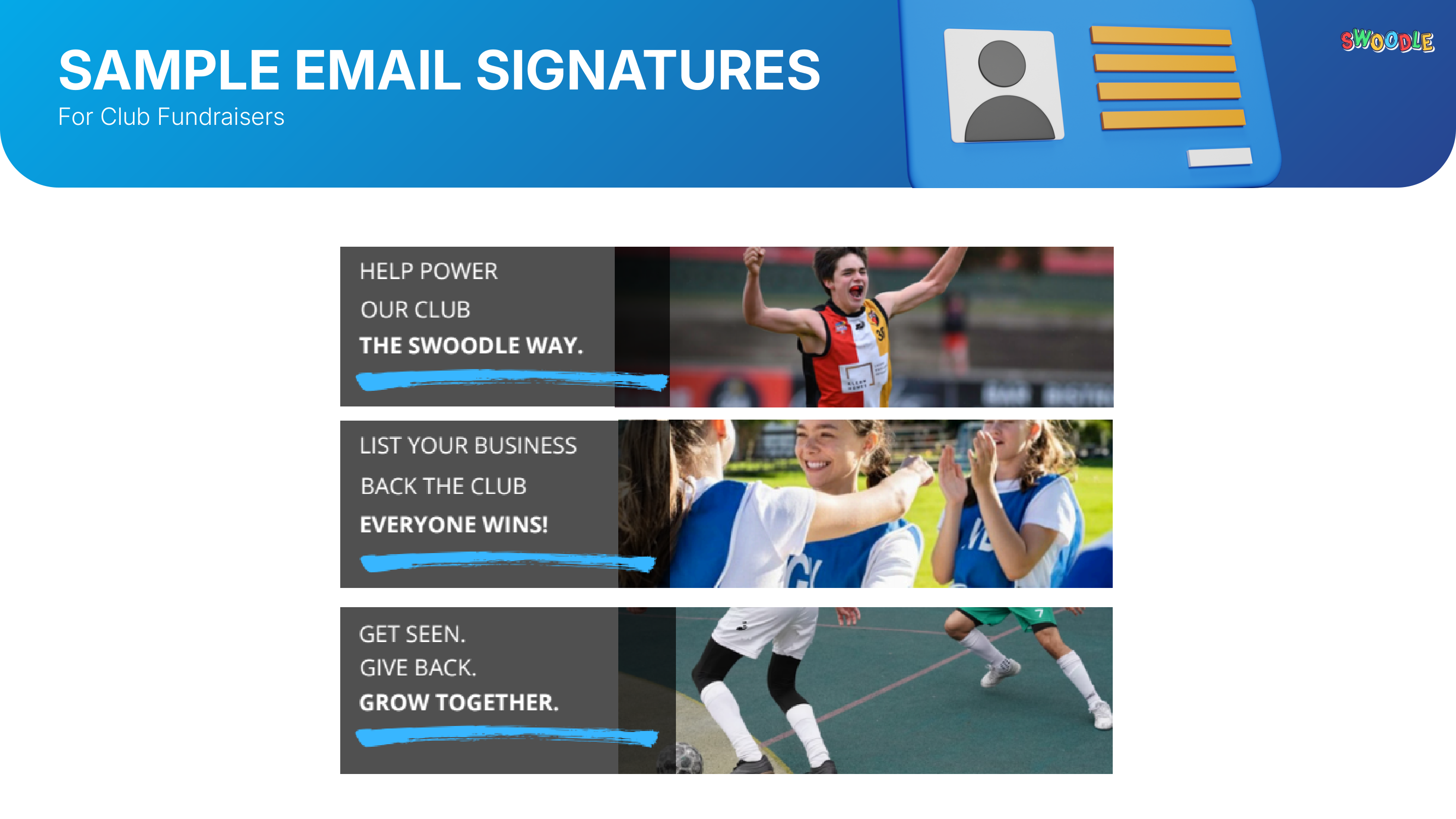 Sample email signatures for club fundraisers