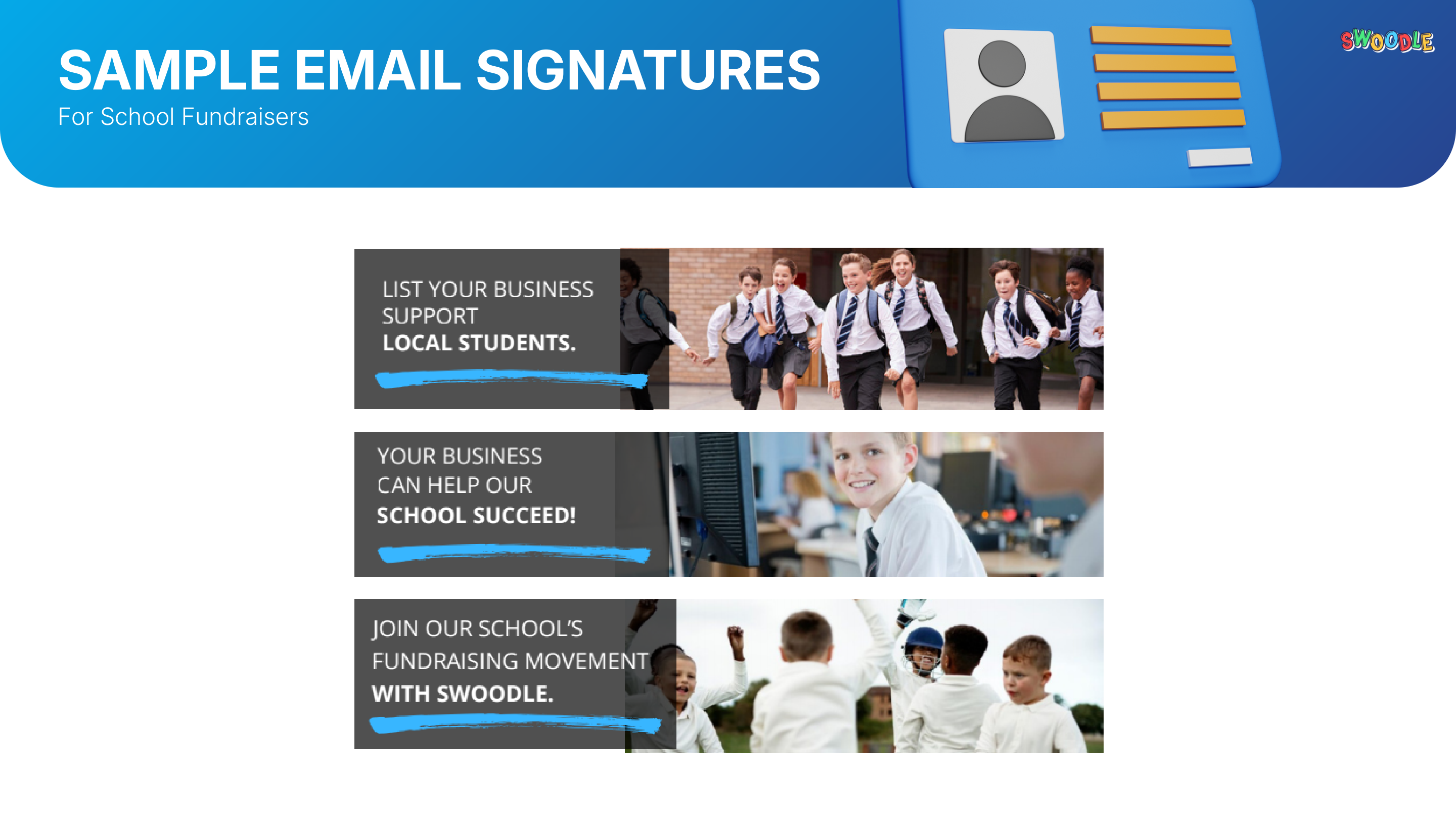 Sample email signatures for school fundraisers