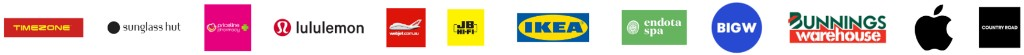 Sample of Swoodle merchant brands including Timezone, Sunglass Hut, Priceline, JB Hi-Fi, IKEA, Bunnings, and more