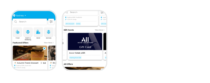 Swoodle app home screen showing featured offers and category icons
