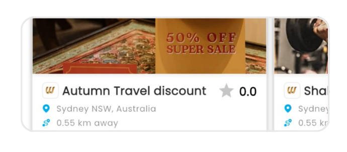 Swoodle app offer card for Autumn Travel discount