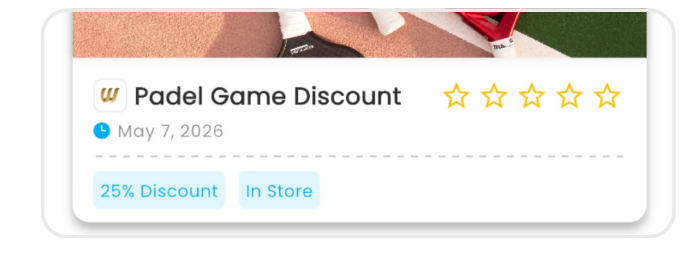 Swoodle app in-store offer card with discount and store tags