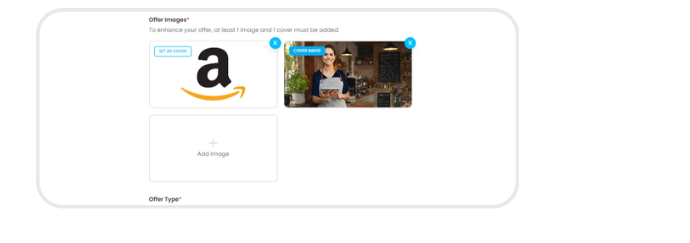 Offer image upload section with uploaded images and Add Image button