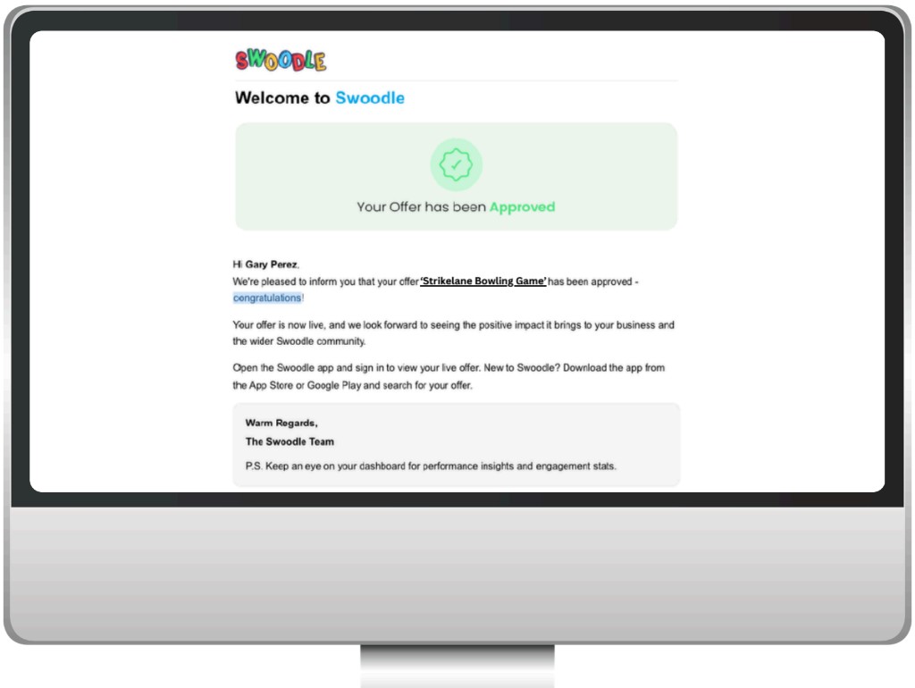 Offer approval notification and live status