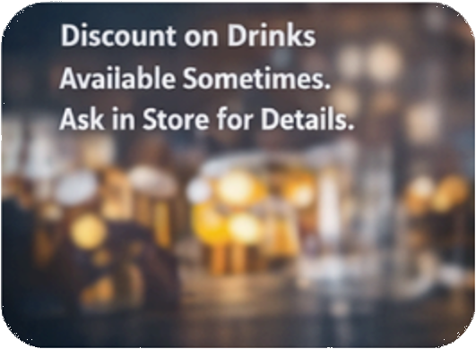 Vague blurry drinks discount graphic with unclear details