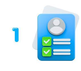 Step 1 glossy icon: checklist offer card