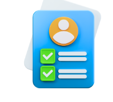 3D profile card icon with checklist