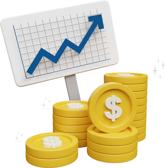 Coins and growth chart illustration