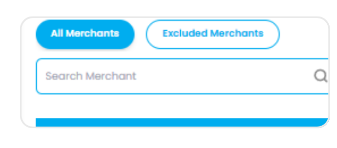 Search Merchant field and All Merchants tab controls
