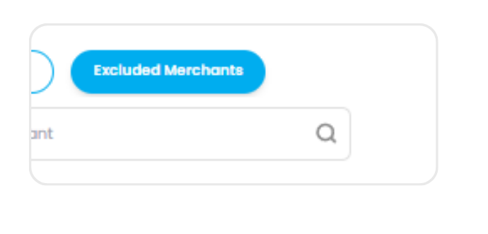 Excluded Merchants tab showing hidden merchant list